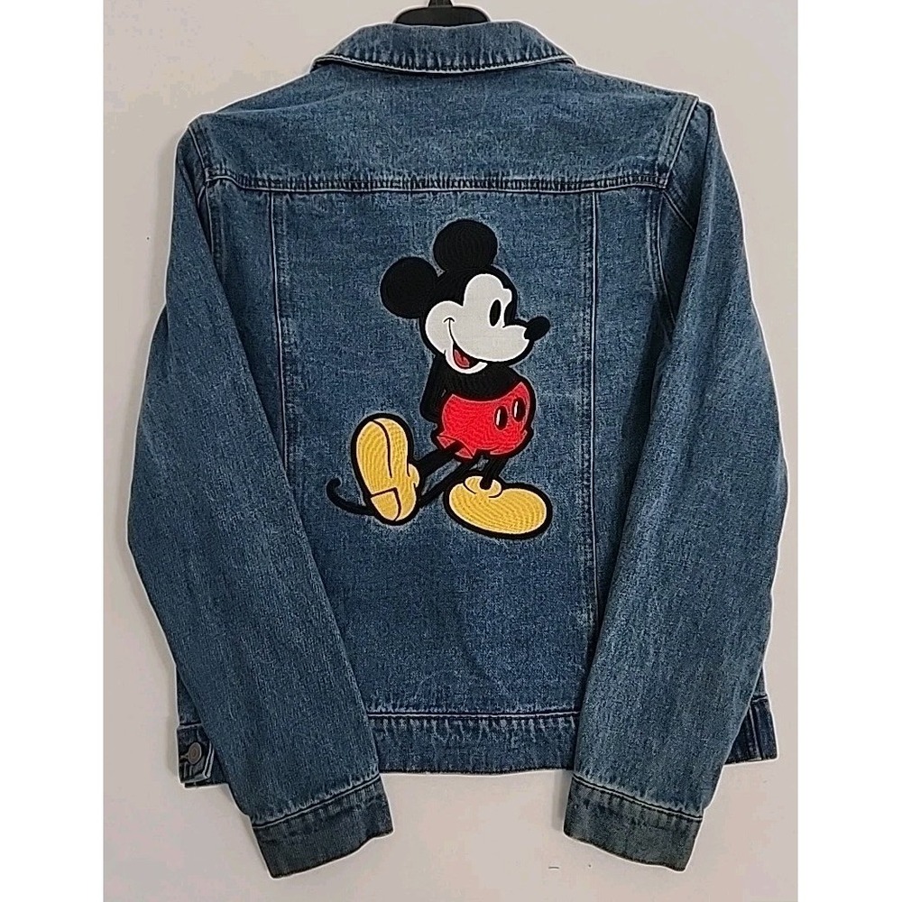 Disney Mickey Mouse Women's Blue Denim Jean Jacket Medium Embroidered Heavy